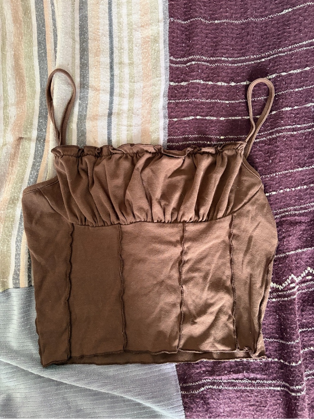 brown ruched tank top